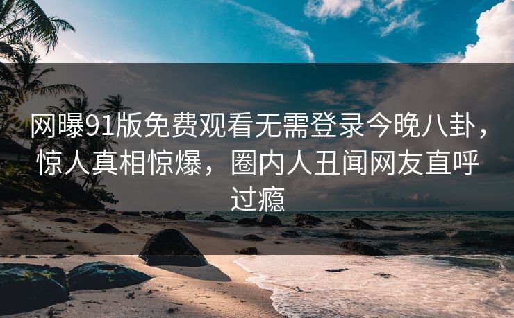 网曝91版免费观看无需登录今晚八卦，惊人真相惊爆，圈内人丑闻网友直呼过瘾