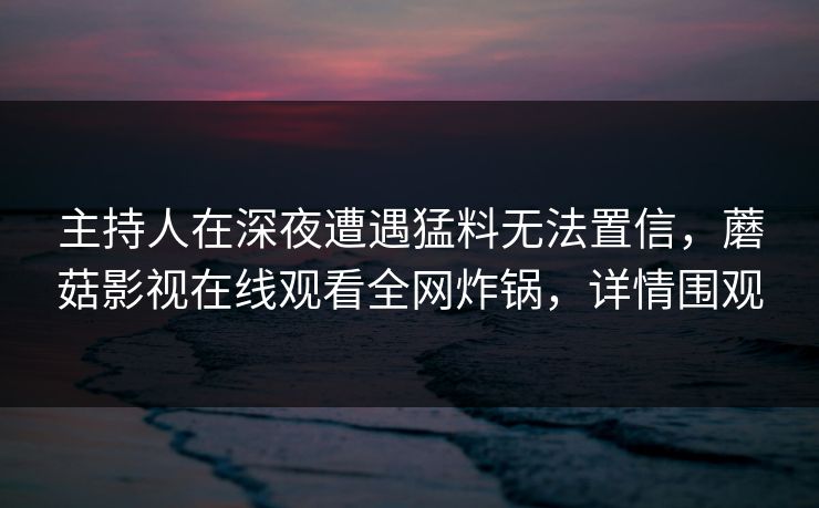 主持人在深夜遭遇猛料无法置信，蘑菇影视在线观看全网炸锅，详情围观