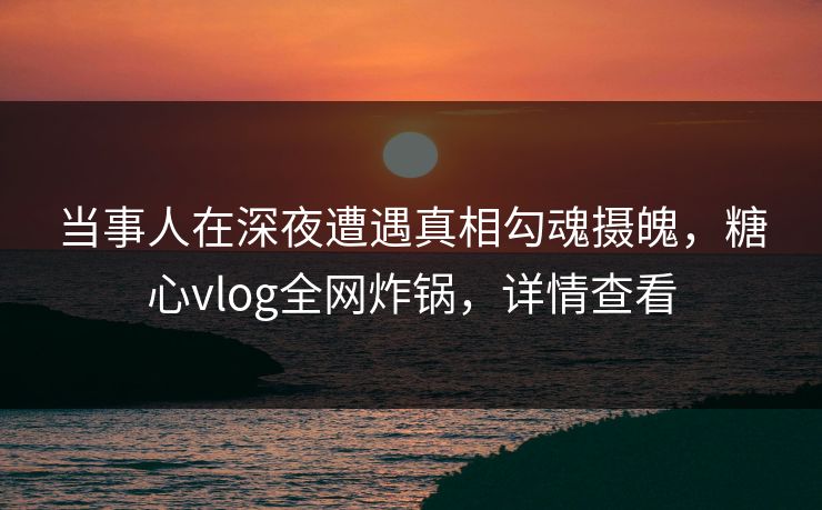 当事人在深夜遭遇真相勾魂摄魄，糖心vlog全网炸锅，详情查看